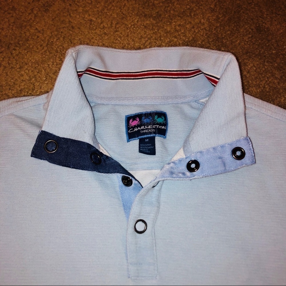 Charleston Threads blue collared pullover, M - Picture 2 of 4